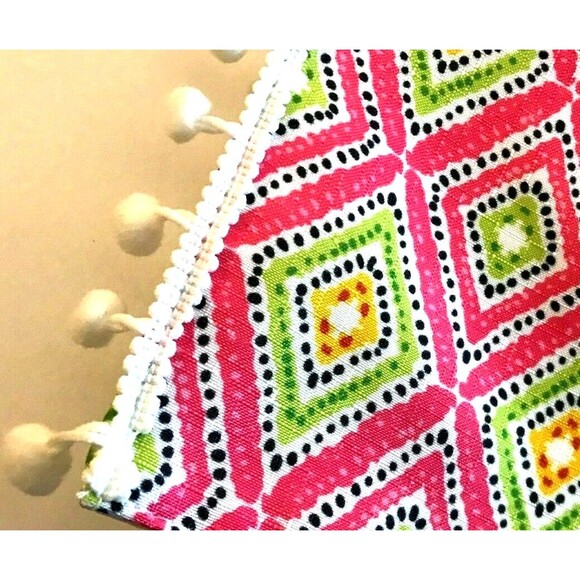 Placemats Cactus 4 Pink Green Applique Diamonds Pom Poms Lot Bright Colors NEW - Picture 4 of 6